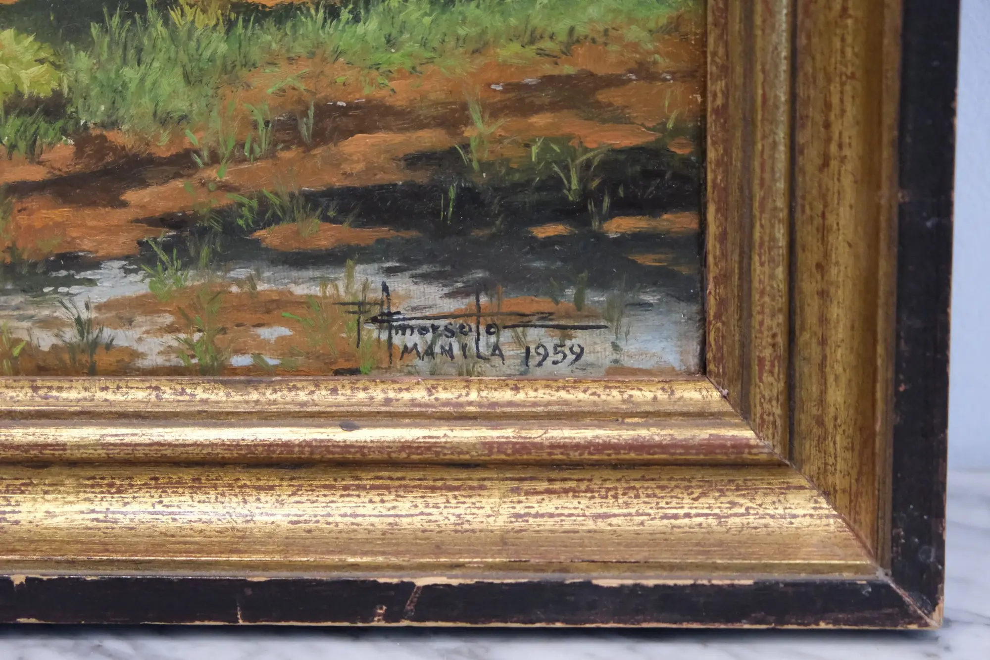 Óleo Atribuido a Amorsolo, 1959, Manila · vista 7/9