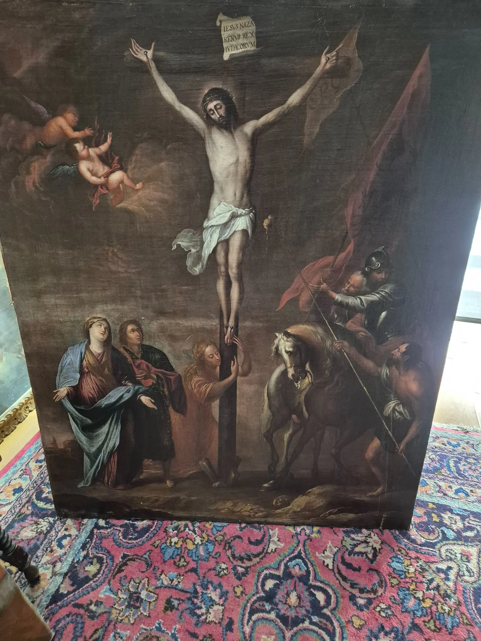 Óleo Flamenco de la Crucifixión, Siglo XVI-XVIII