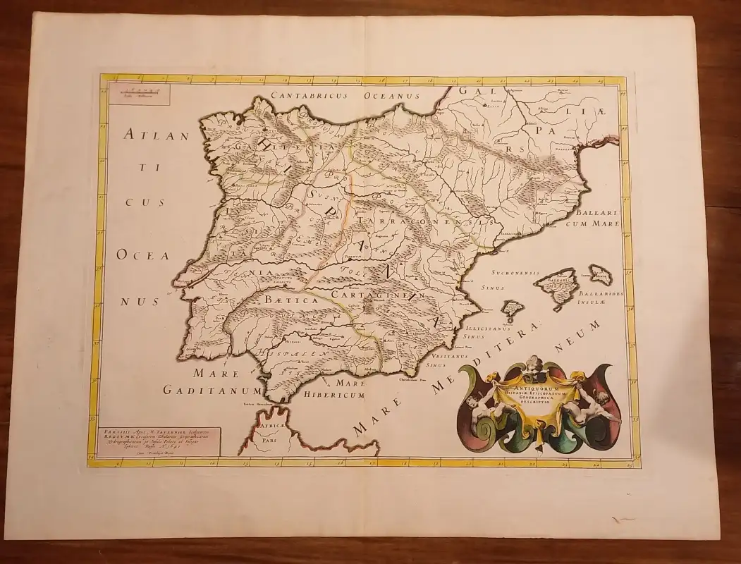 Geographical Map of Hispania, Tavernier, 1640