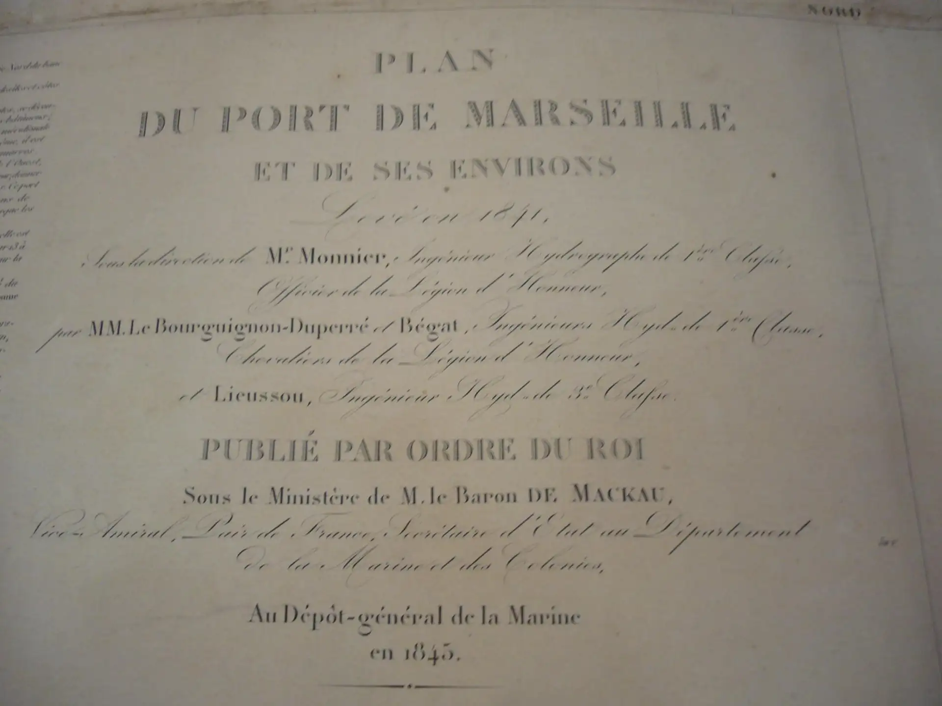 1845 Monnier, Bourguignon-duperré y Lieussou Plan Du Port de Marseille