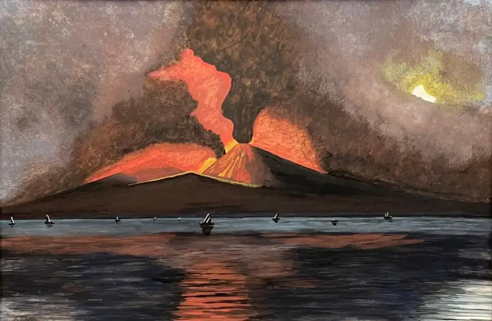 Giutti – El Vesubio en erupción nocturna del Siglo XIX