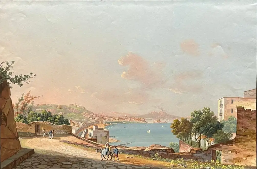 Vista desde Posillipo de Nápoles del Siglo XIX