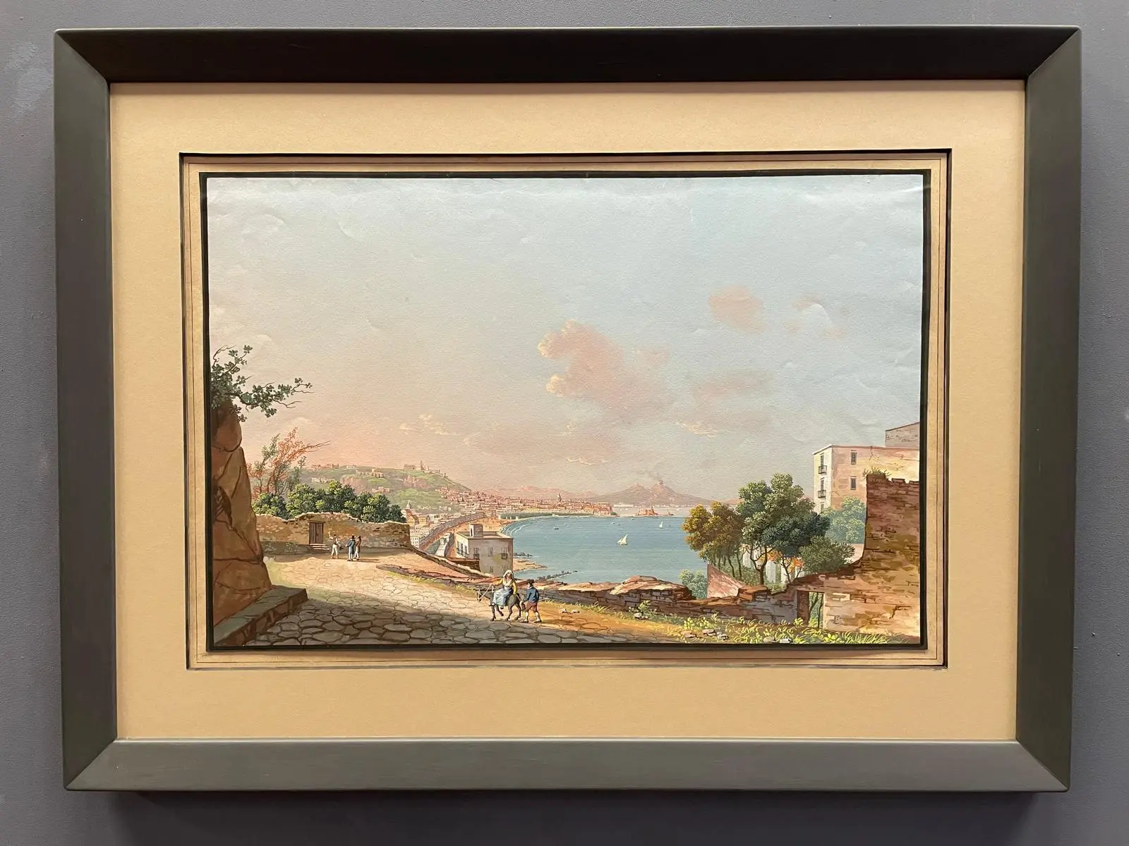 Gouache del Siglo XIX de Vista de Posillipo en Nápoles, Arte y Pintura, Siglo XIX · vista 3/3