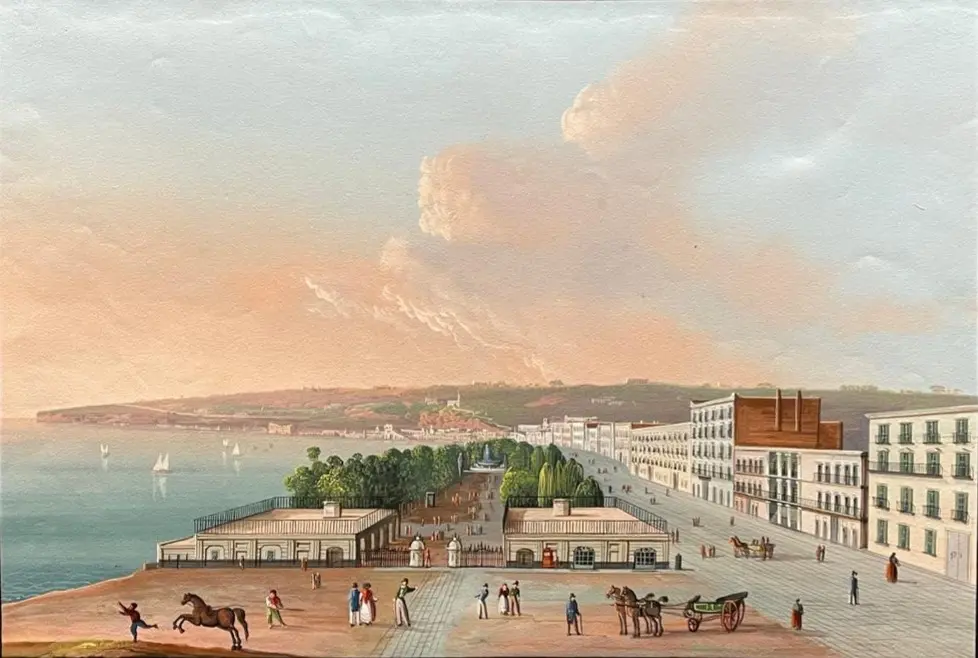 Piazza della Vittoria con la Villa Comunale al fondo, Siglo XIX, Arte y Pintura, Siglo XIX