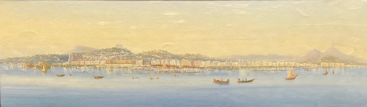 Gouache de Rosa Corelli del Siglo XIX - Vista desde Capri, Arte y Pintura, Siglo XIX