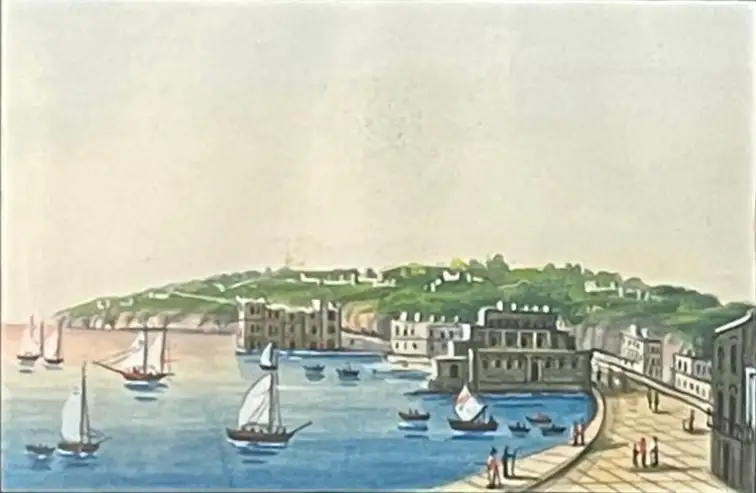 Vista de la bahía con Castel dell'Ovo del Siglo XIX