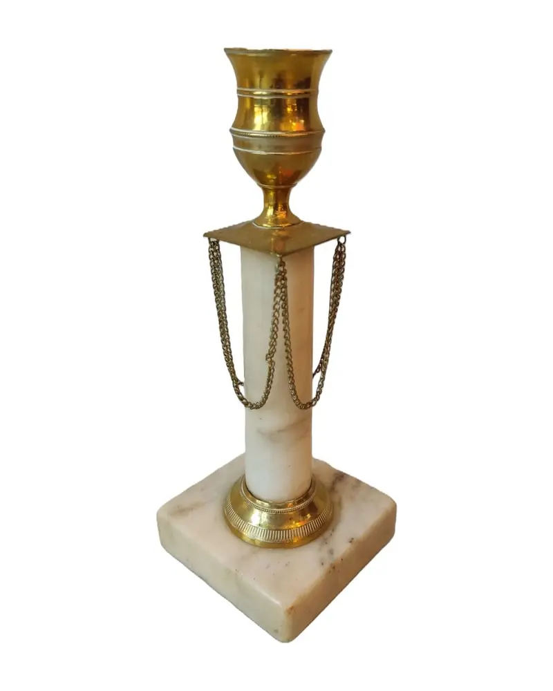 Pair of 19th Century Marble Candelabras in Gilded Bronze - 2/2