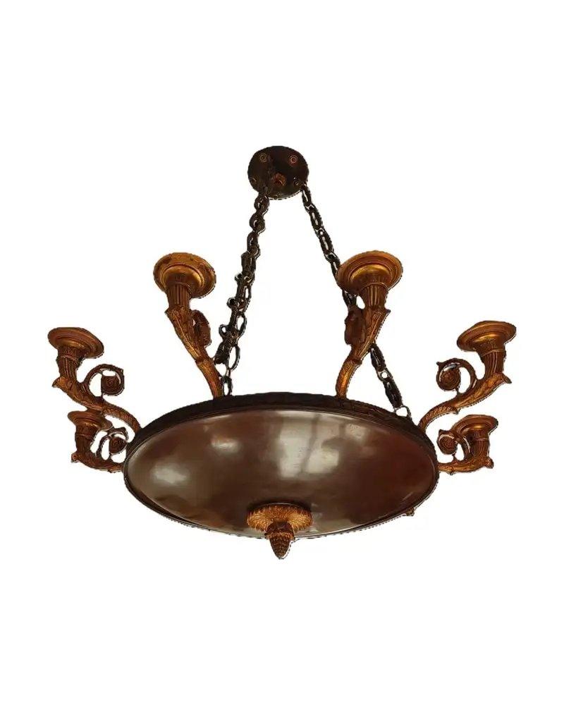 Lámpara Carlos X de Bronce Patinado y Dorado 1820-1830