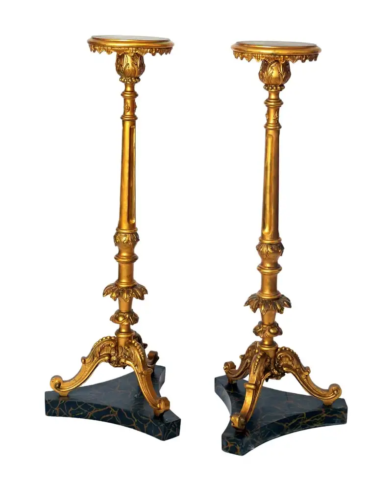 Pair of 19th Century Torchieres in Carved and Gilded Wood
