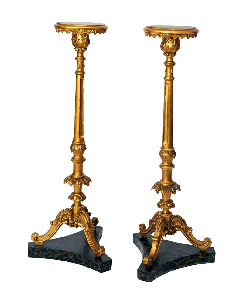 Pair of 19th Century Torchieres in Carved and Gilded Wood