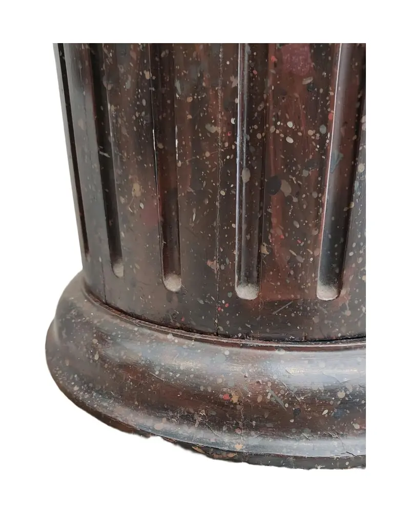 Pair of Gustavian Columns from the 18th Century in Polychrome Wood - 3/4