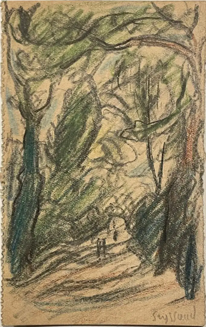 Dibujo de Seyssaud del Siglo XX en Lápiz de Color