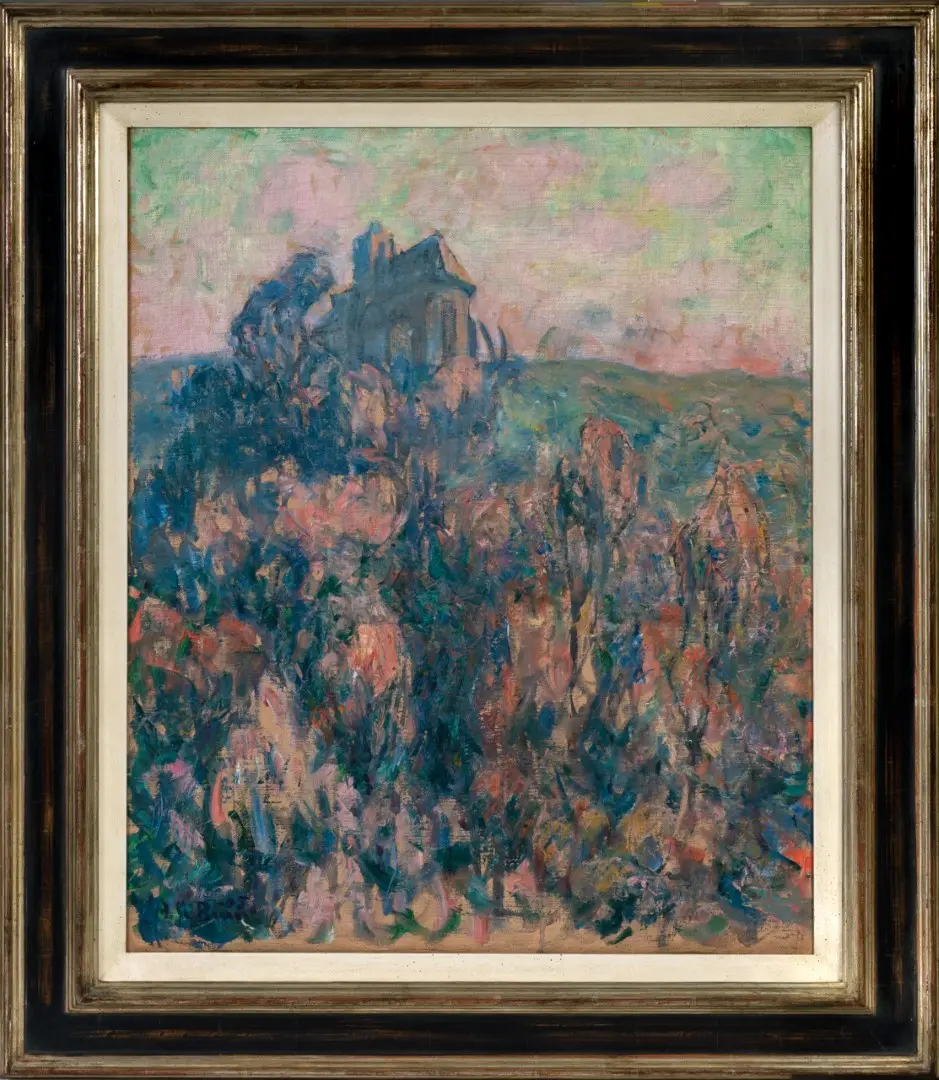 Pintura de Alcide Le Beau del Siglo XX – Iglesia en la Colina, Arte y Pintura, Siglo XX · vista 2/2