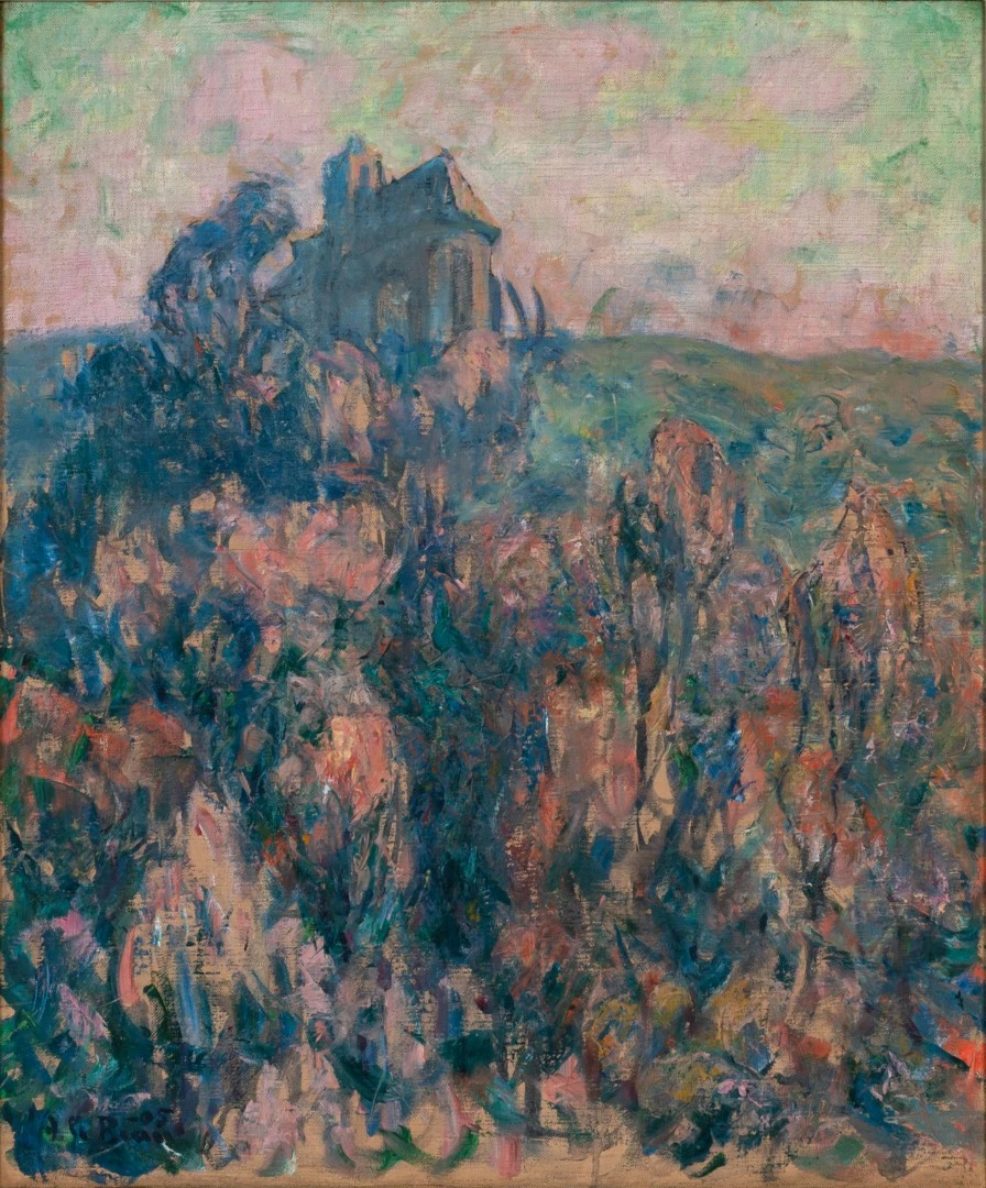 Pintura de Alcide Le Beau del Siglo XX – Iglesia en la Colina, Arte y Pintura, Siglo XX