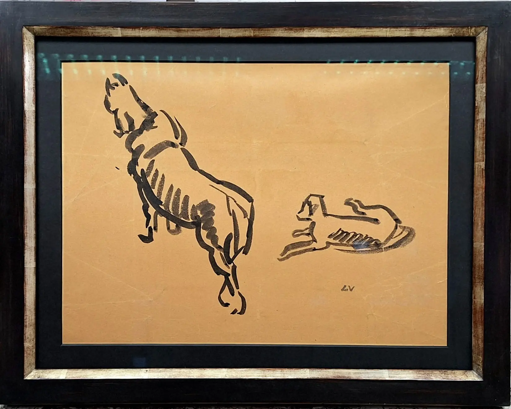 Dibujo de Louis Valtat del Siglo XX – Dos Perros, Arte y Pintura, Siglo XX · vista 3/4