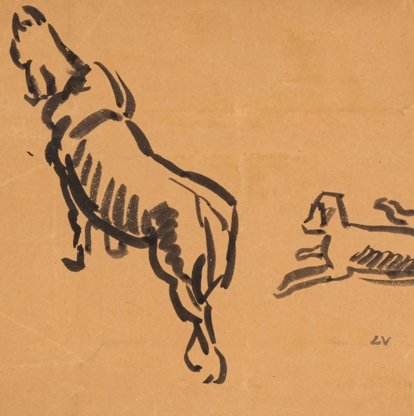 Dibujo de Louis Valtat del Siglo XX – Dos Perros