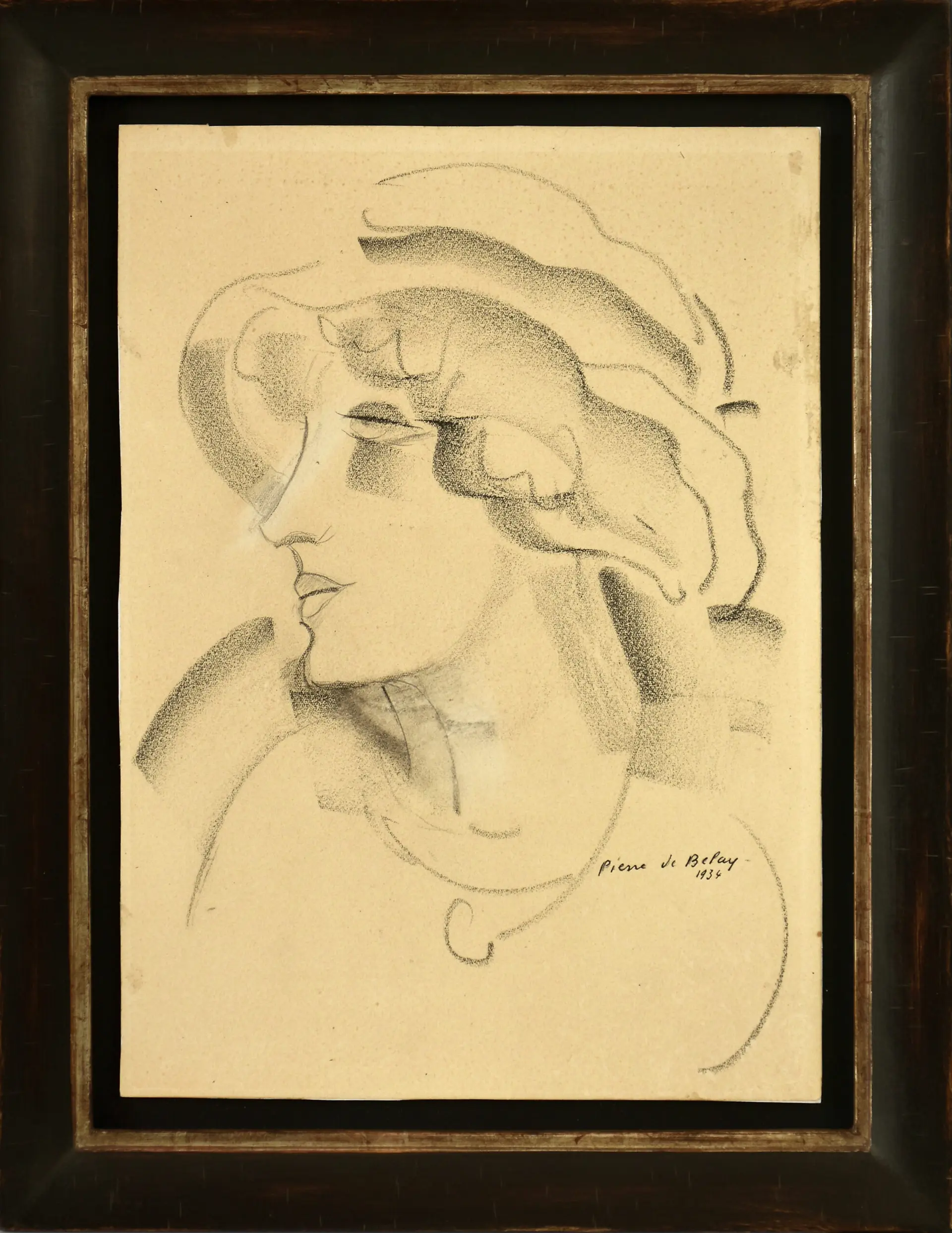 Retrato de Mujer en Perfil con Sombrero de Pierre de Belay, Arte y Pintura, Siglo XX · vista 2/3