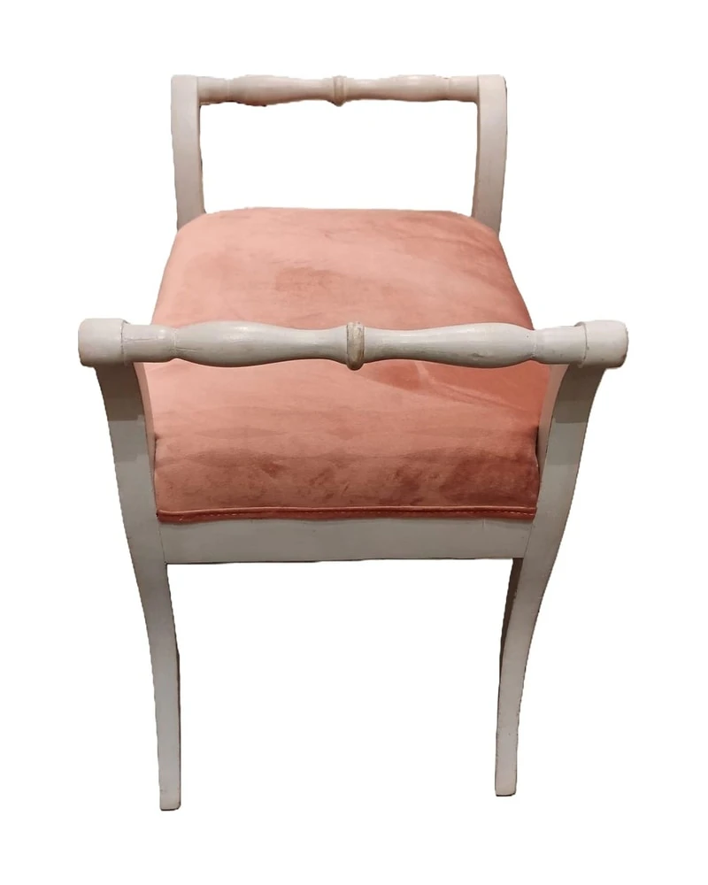Pareja de Taburetes del Siglo XIX en Madera Pintada y Terciopelo, Sillas y Asientos, Siglo XIX