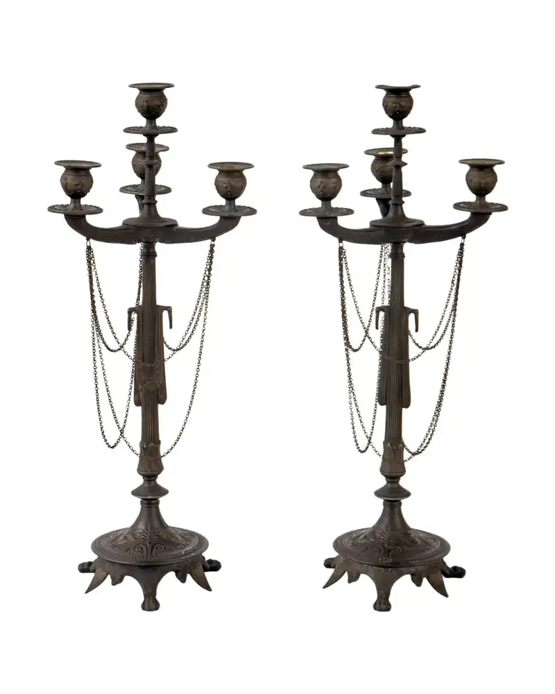 Pareja de Candelabros de Estilo Pompeyano del Siglo XIX