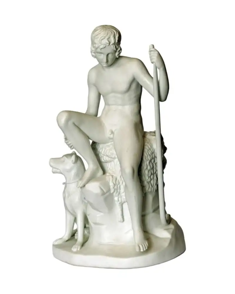 Biscuit Porcelain Sculpture from the 19th Century after Thorvaldsen