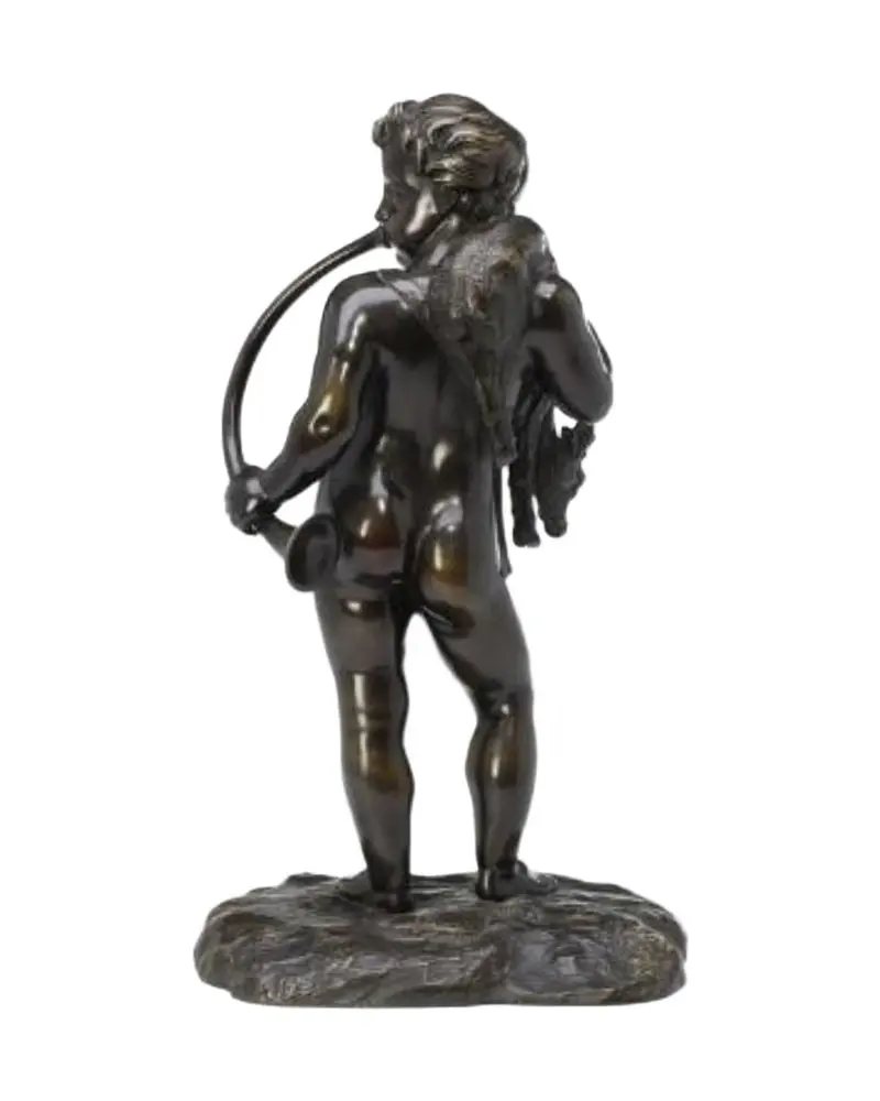19th Century Putto Sculpture with Horn and Deer - 3/3
