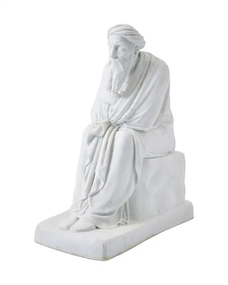 19th Century Elder Scribe Sculpture in Biscuit Porcelain