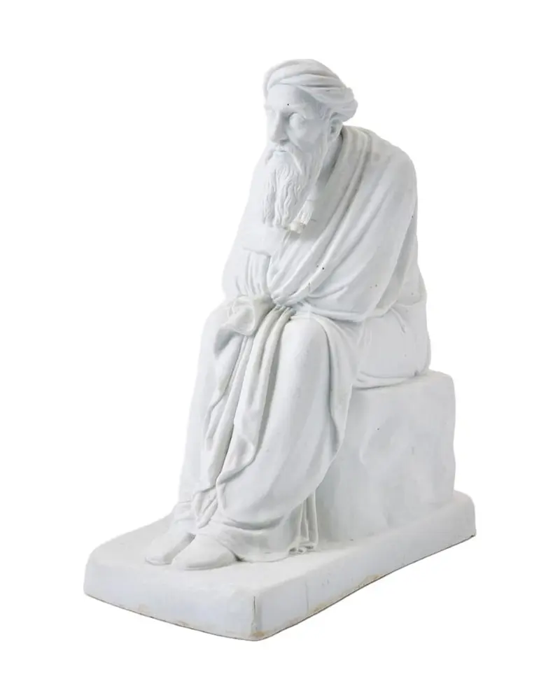 19th Century Elder Scribe Sculpture in Biscuit Porcelain
