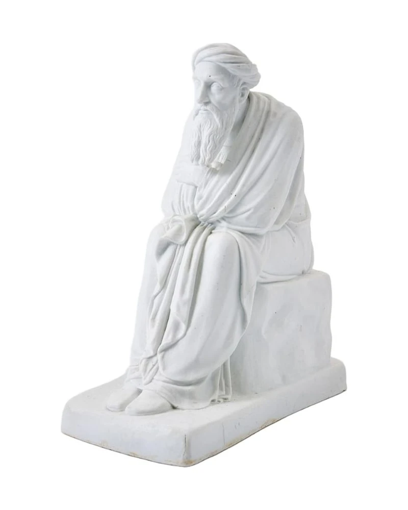19th Century Elder Scribe Sculpture in Biscuit Porcelain
