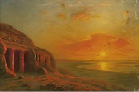 Pintura de Ernst Koerner del Siglo XX - Las Grutas de Beni Hassan