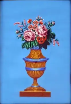 Dos Ramilletes de Flores del Siglo XIX en Papel Pintado