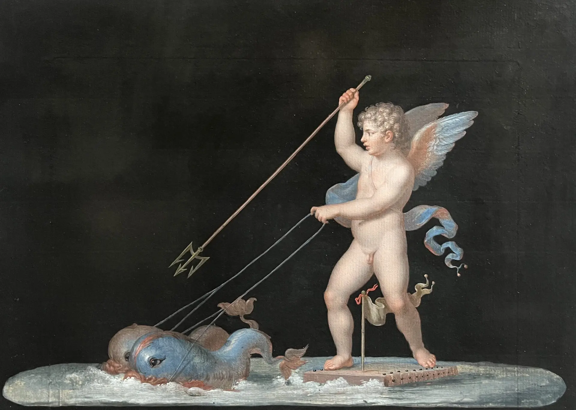 Gouache de Michelangelo Maestri del Siglo XIX - Amor Noble, Arte y Pintura, Siglo XIX