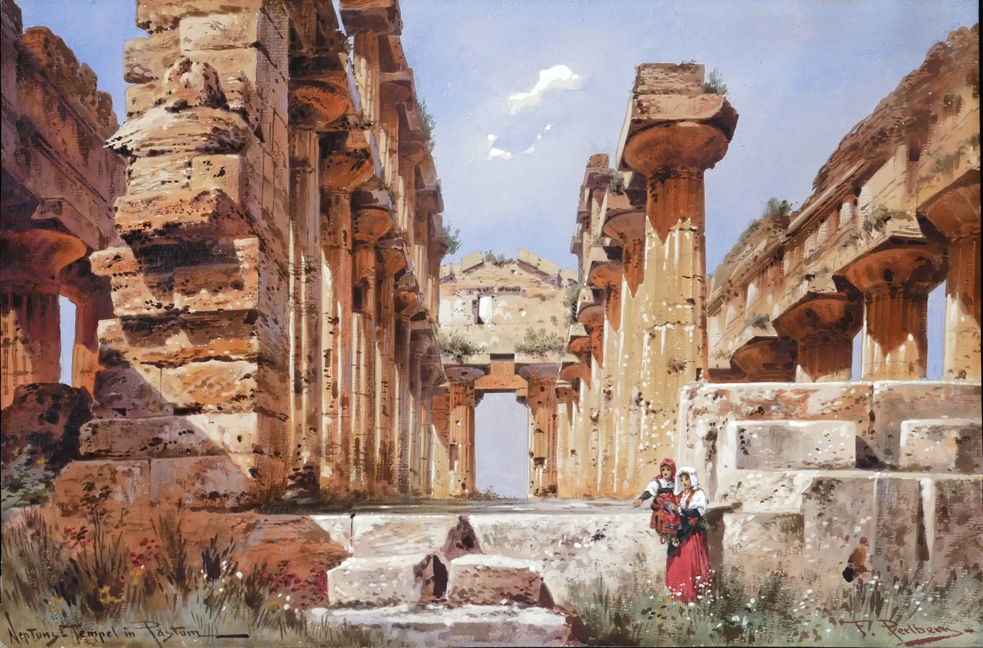Perlberg – Madre e hija ante el templo de Neptuno en Paestum