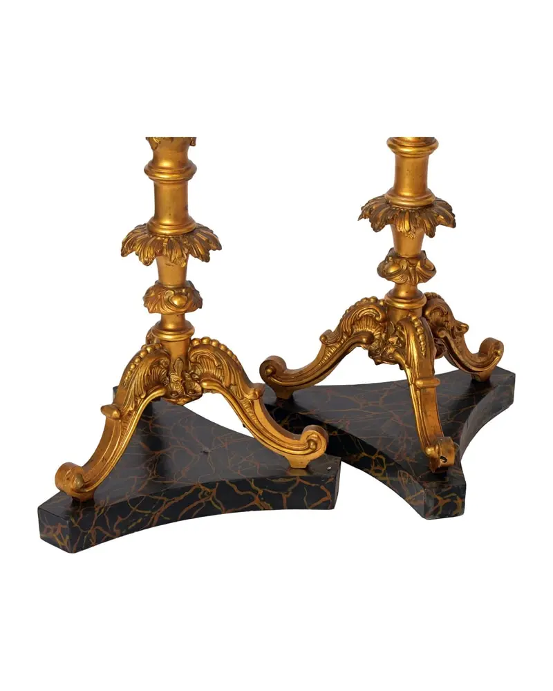 Pair of 19th Century Torches in Carved and Gilded Wood - 7/8