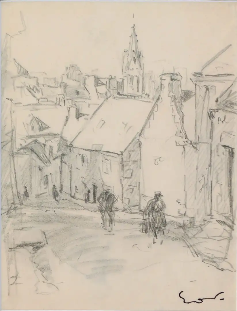 Dibujo de Escena Callejera de Othon Friesz