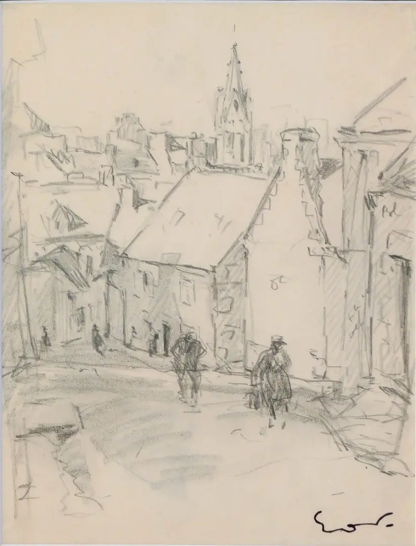 Dibujo de Escena Callejera de Othon Friesz, Arte y Pintura