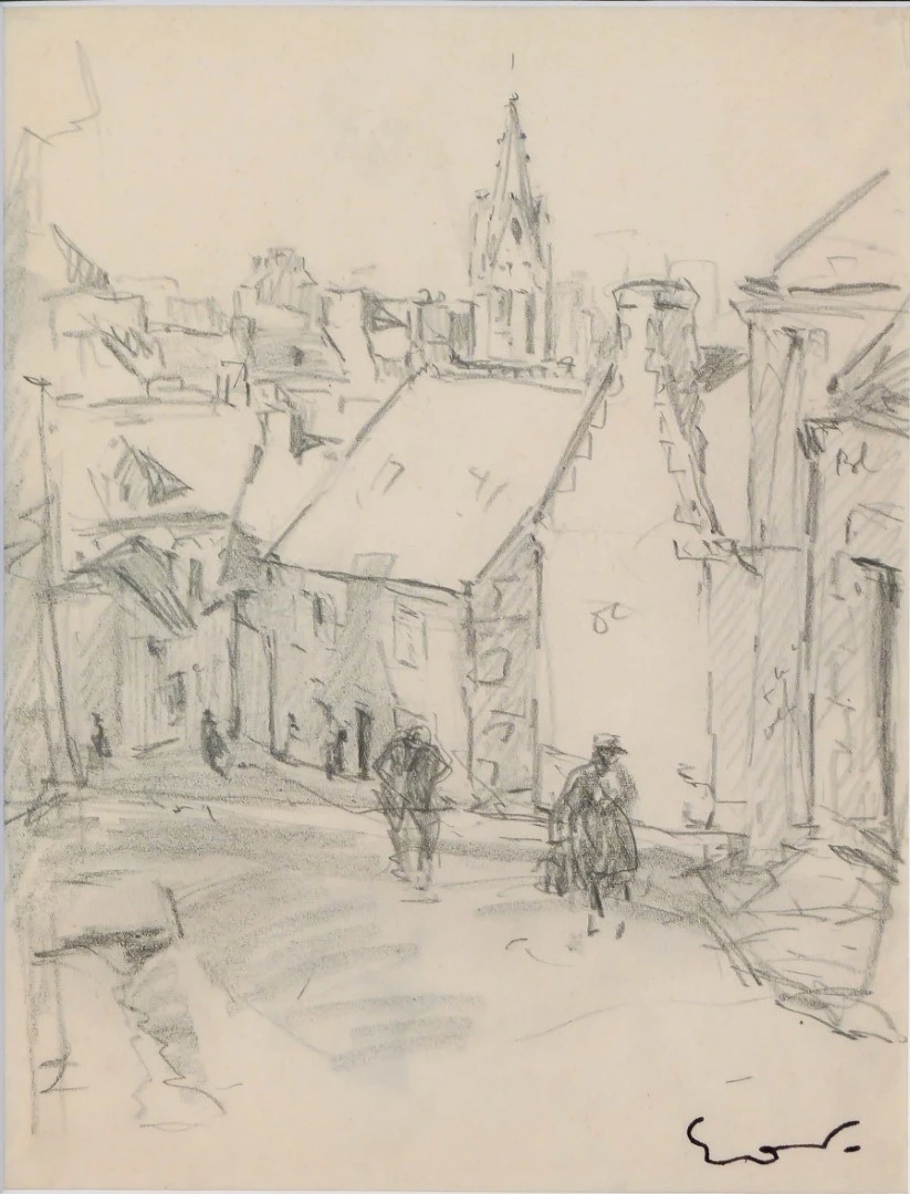 Dibujo de Escena Callejera de Othon Friesz, Arte y Pintura