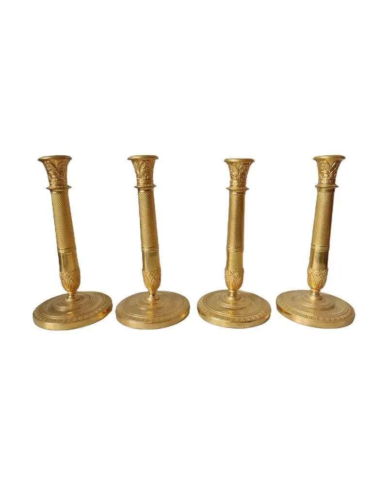 19th Century Golden Candelabras with Floral Decoration - 2/6