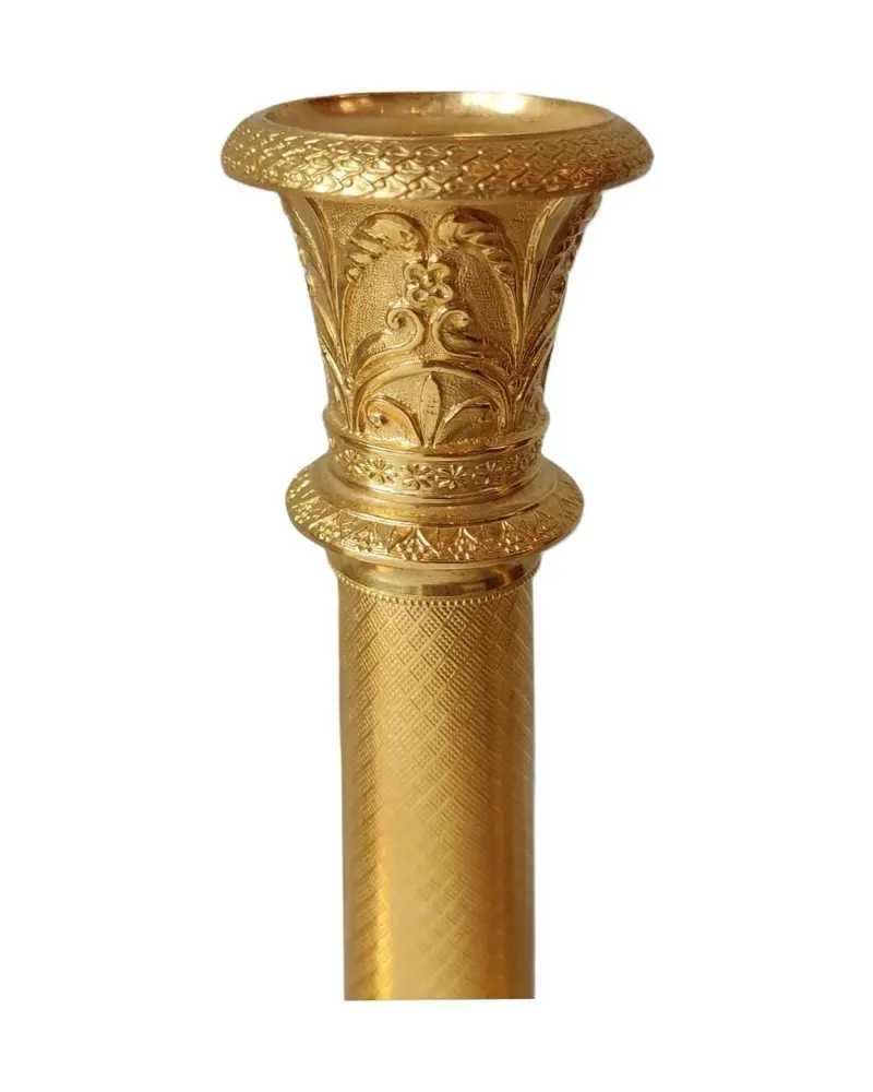 19th Century Golden Candelabras with Floral Decoration - 4/6