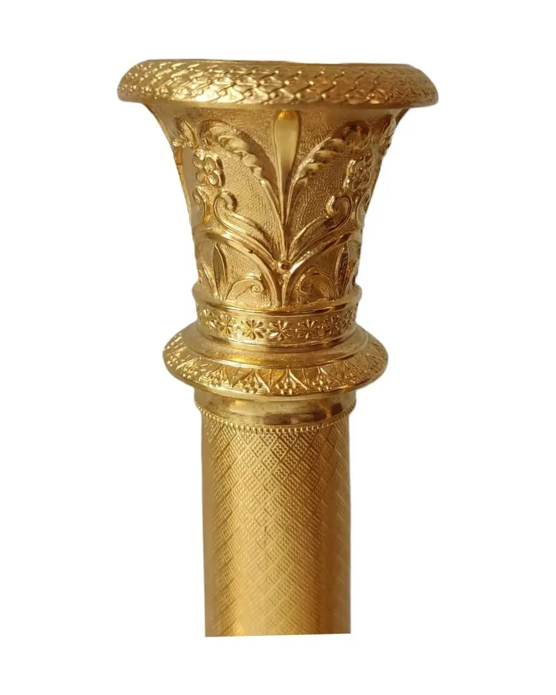 19th Century Golden Candelabras with Floral Decoration - 3/6