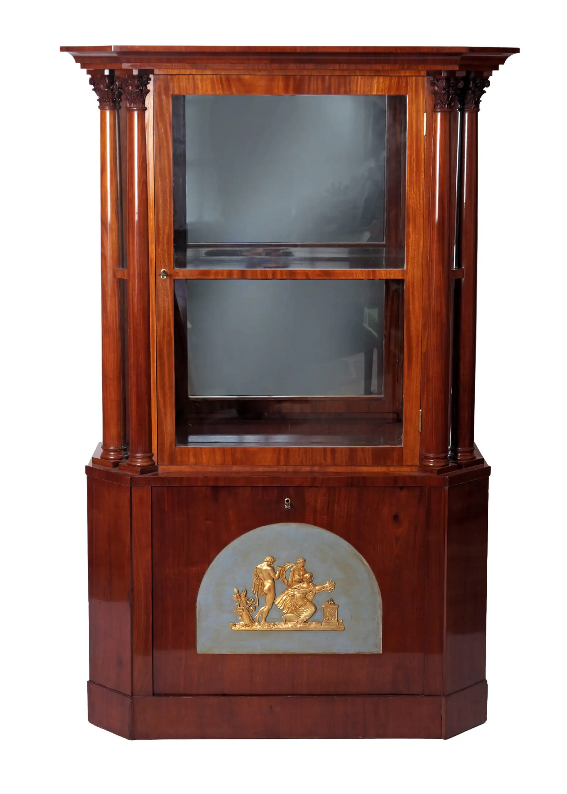 Vitrina del Siglo XIX en Madera de Caoba con Detalles en Bronce