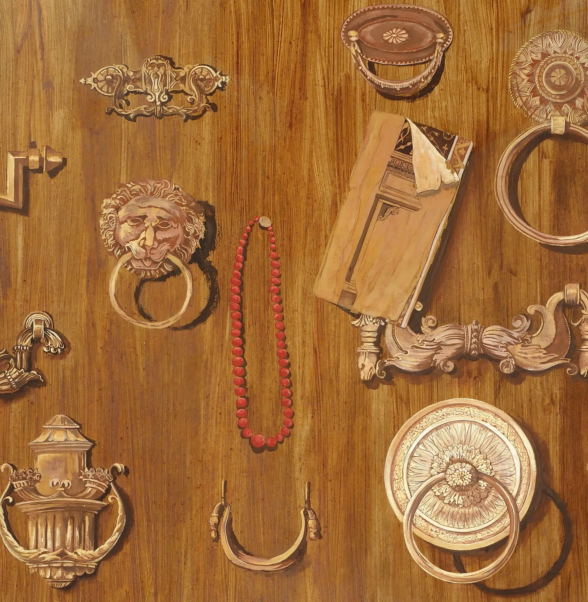 Französisch – Trompe-l'oeil mit Möbelbeschlägen und Schlüssel