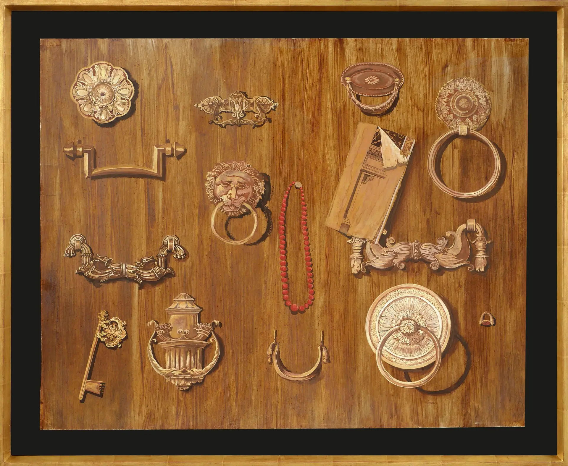 Französisch – Trompe-l'oeil mit Möbelbeschlägen und Schlüssel, Arte y Pintura · vista 3/3