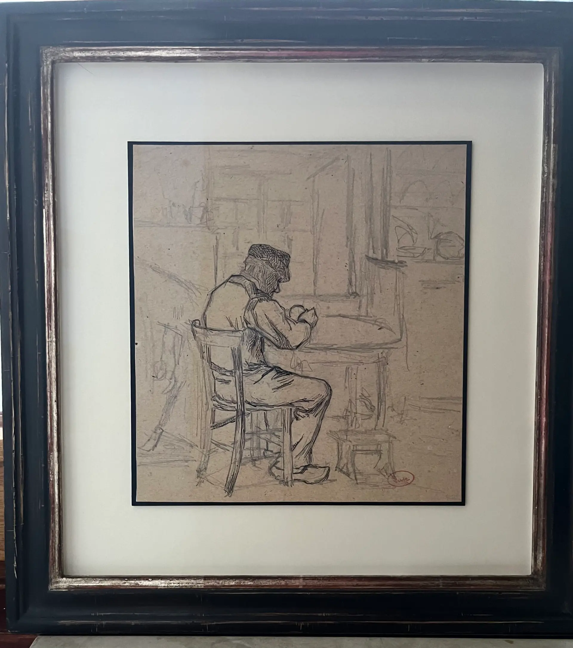 Luce – Mann in Holzschuhen am Tisch, Arte y Pintura · vista 2/3