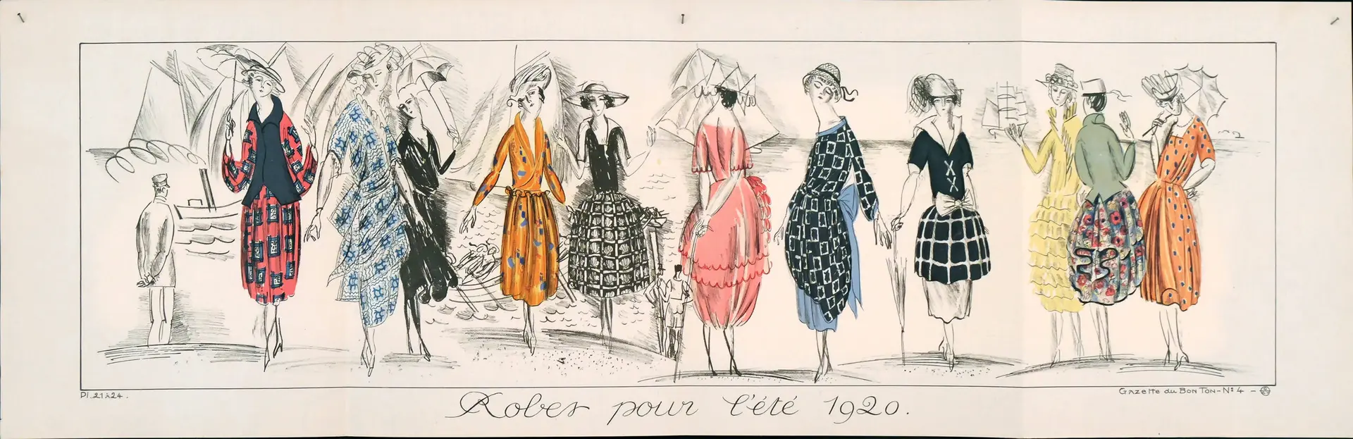 Dibujo de Moda del Siglo XX por Raoul Dufy para Paul Poiret, Arte y Pintura, Siglo XX · vista 5/5