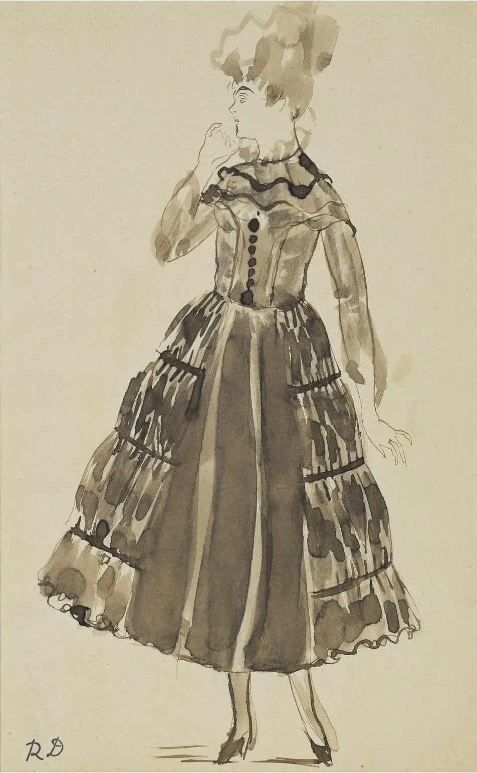 Dibujo de Moda del Siglo XX por Raoul Dufy para Paul Poiret, Arte y Pintura, Siglo XX