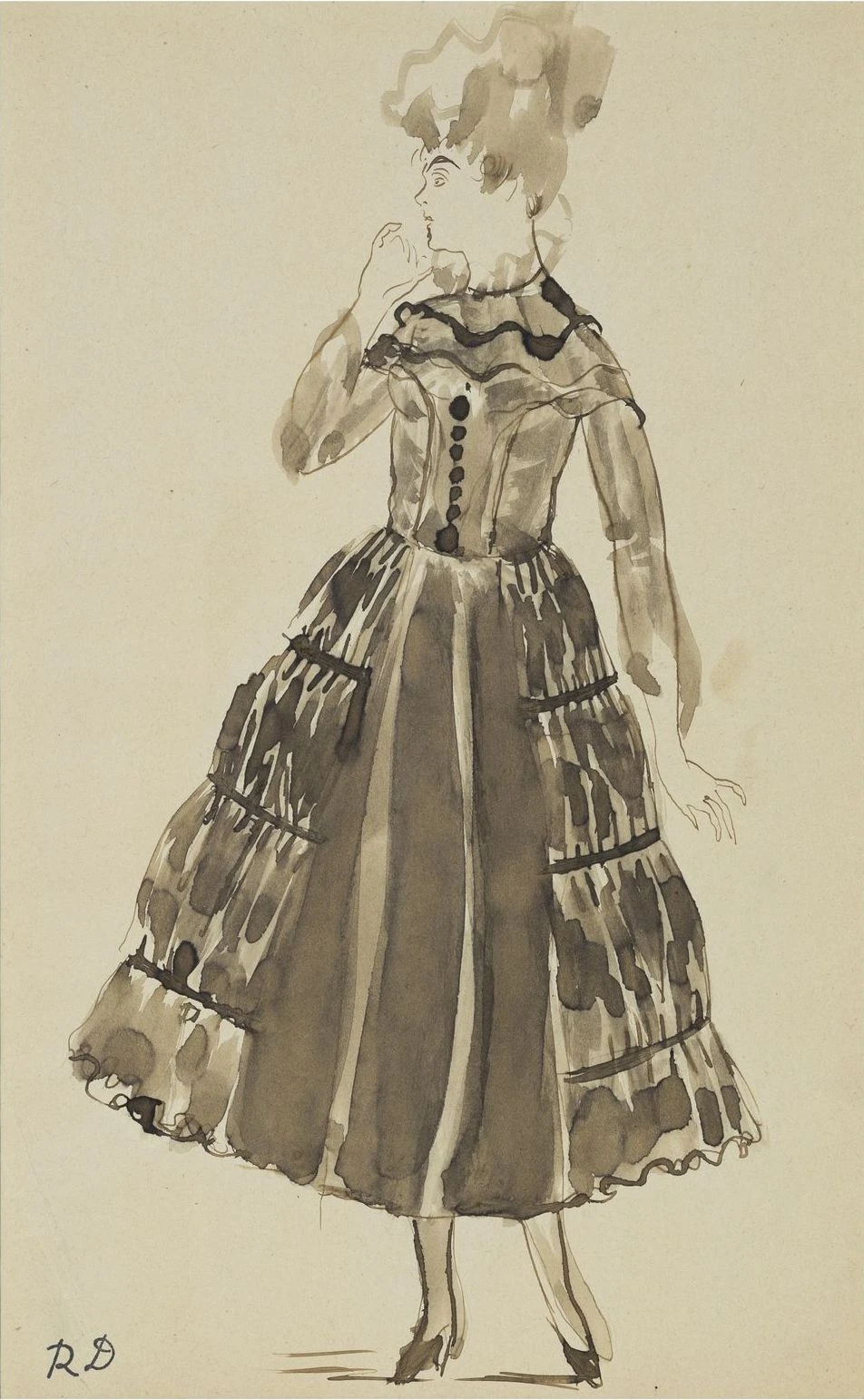 Dibujo de Moda del Siglo XX por Raoul Dufy para Paul Poiret, Arte y Pintura, Siglo XX