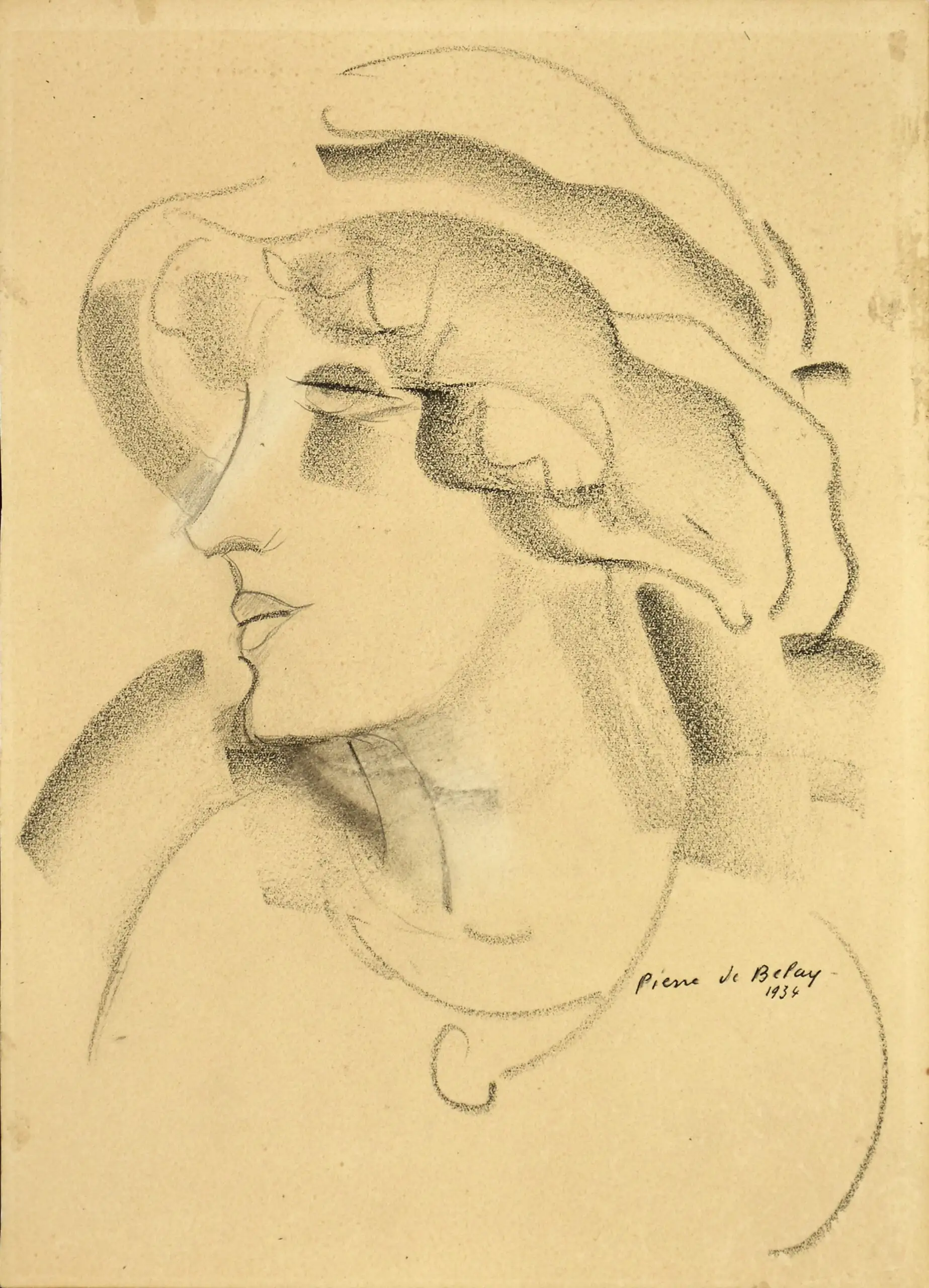 Retrato de Mujer en Perfil con Sombrero de Pierre de Belay 1934