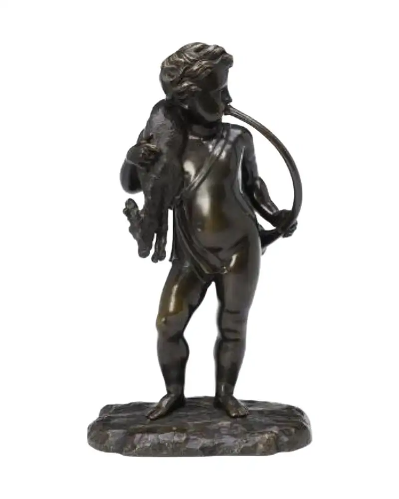 19th Century Patinated Bronze Putto Sculpture