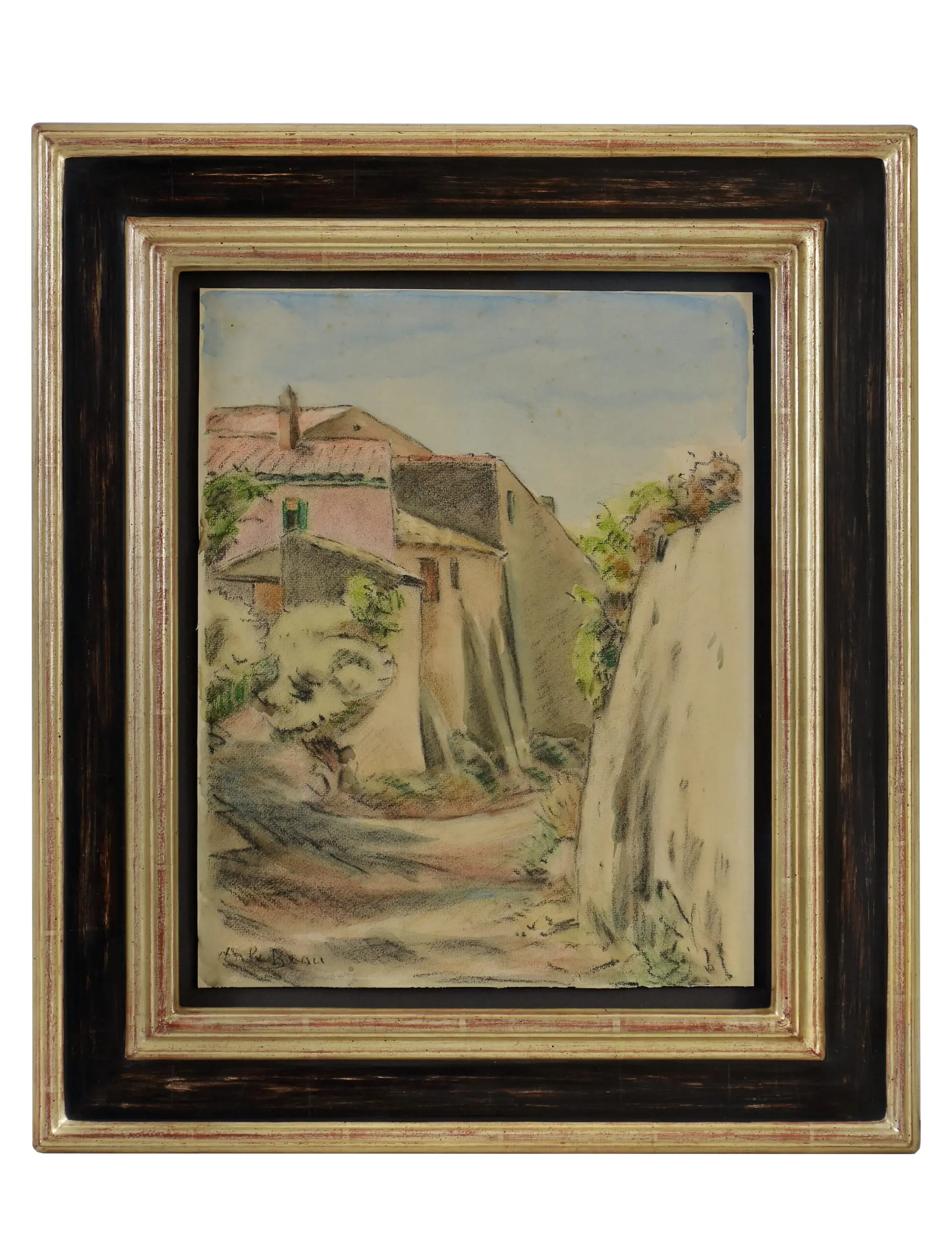 Acuarela de Alcide Le Beau del Siglo XX – Korsisches Dorf, Arte y Pintura, Siglo XX · vista 2/2