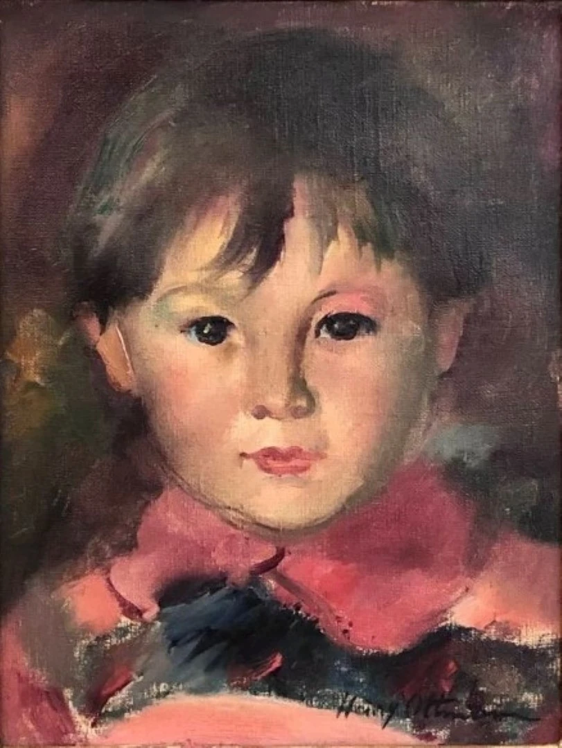 Retrato Infantil de Henry Ottmann en Óleo sobre Lienzo, Arte y Pintura, Siglo XX